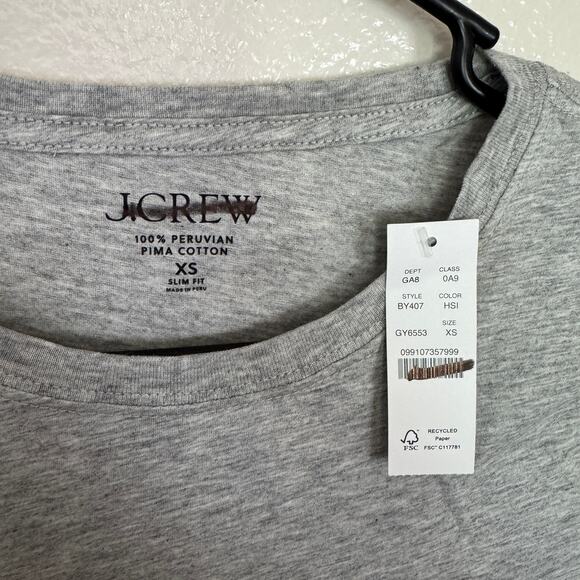 J.Crew Pima Cotton Slim-fit T-Shirt WMNS XS Gray Crew Neck Short Sleeve Stretchy - Picture 4 of 7